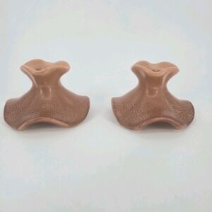 Weller Gloria Pottery Candle Holders Pair Brown Art Deco 1930s 3" Flared Vintage